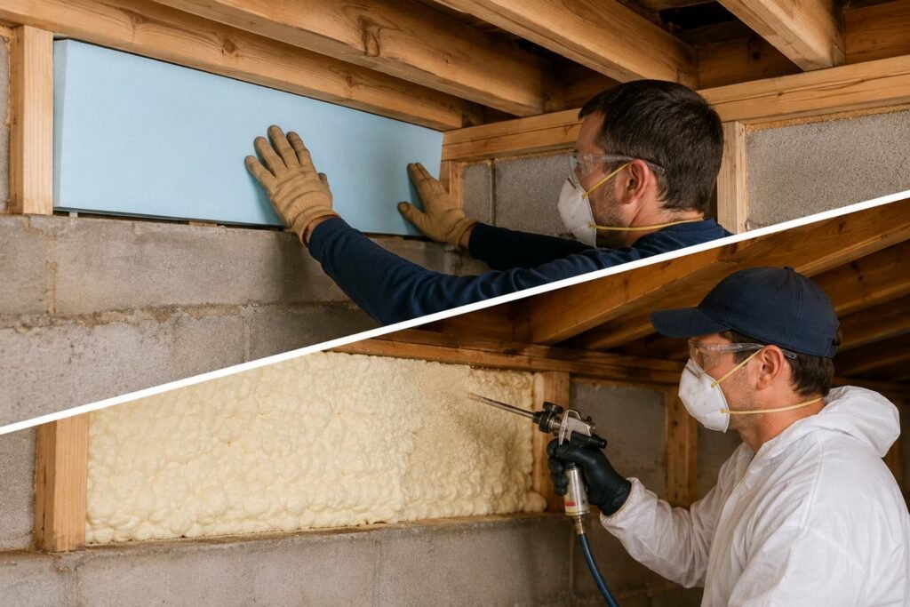 Insulating a Rim Joist Rigid Foam vs Spray Foam